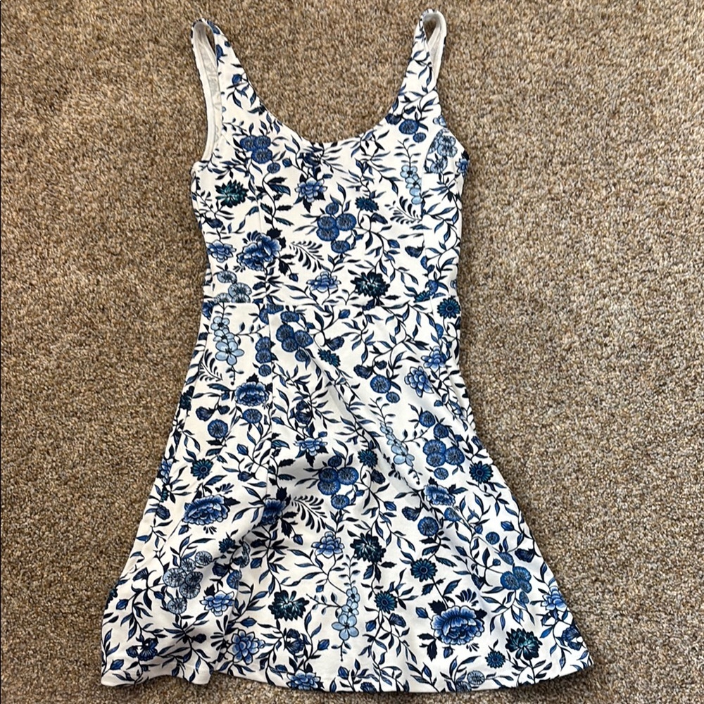 Floral Blue and White Dress